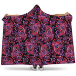 Purple Paisley Pattern Print Hooded Blanket