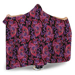Purple Paisley Pattern Print Hooded Blanket