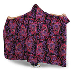 Purple Paisley Pattern Print Hooded Blanket