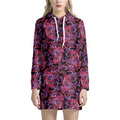 Purple Paisley Pattern Print Pullover Hoodie Dress