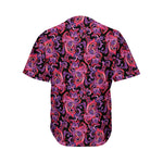 Purple Paisley Pattern Print Men's Baseball Jersey