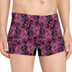 Purple Paisley Pattern Print Men's Boxer Briefs