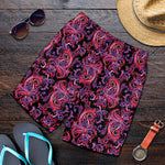 Purple Paisley Pattern Print Men's Shorts