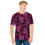 Purple Paisley Pattern Print Men's T-Shirt