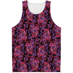 Purple Paisley Pattern Print Men's Tank Top