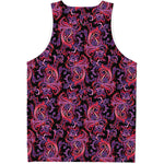 Purple Paisley Pattern Print Men's Tank Top