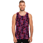 Purple Paisley Pattern Print Men's Tank Top
