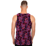 Purple Paisley Pattern Print Men's Tank Top