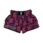 Purple Paisley Pattern Print Muay Thai Boxing Shorts