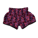 Purple Paisley Pattern Print Muay Thai Boxing Shorts