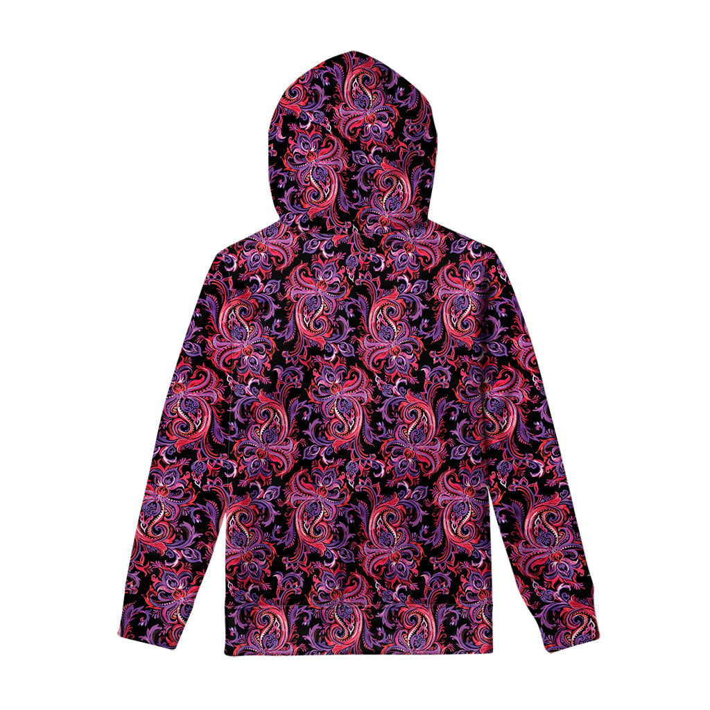 Purple Paisley Pattern Print Pullover Hoodie