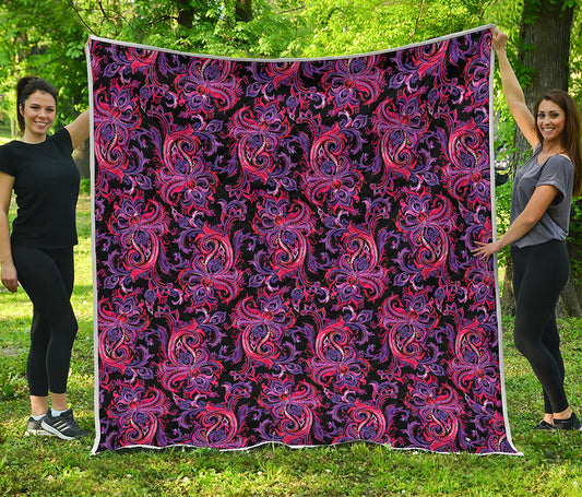 Purple Paisley Pattern Print Quilt