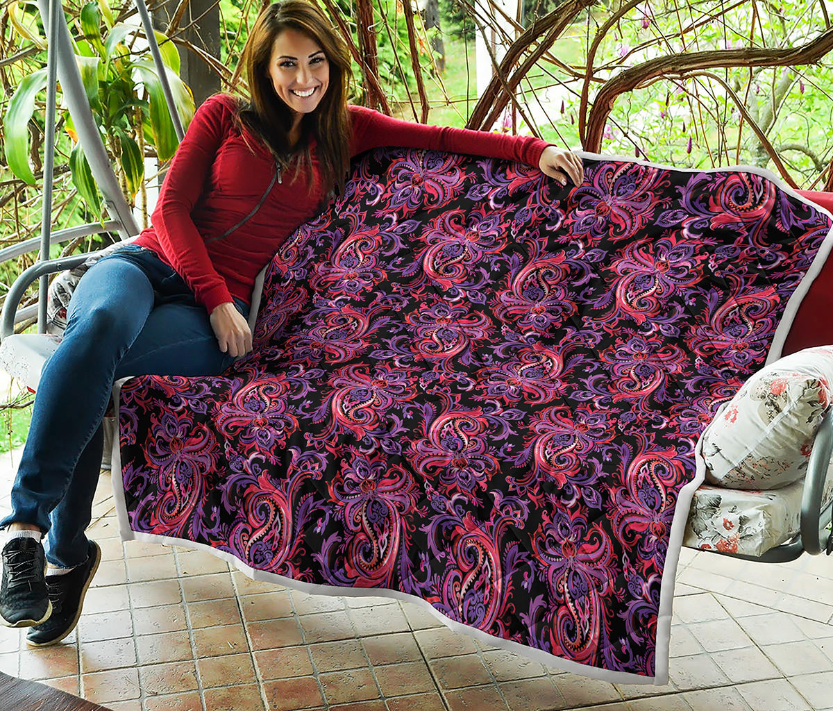 Purple Paisley Pattern Print Quilt
