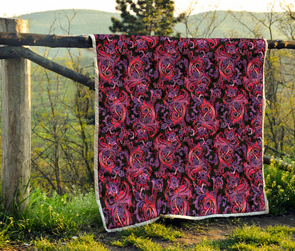 Purple Paisley Pattern Print Quilt