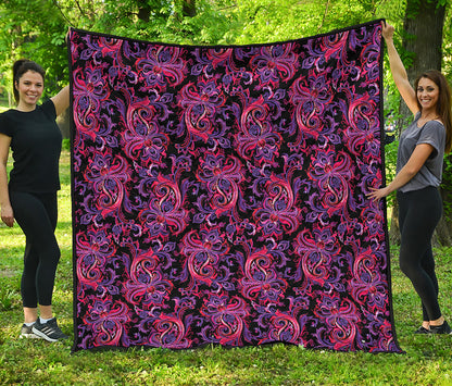 Purple Paisley Pattern Print Quilt
