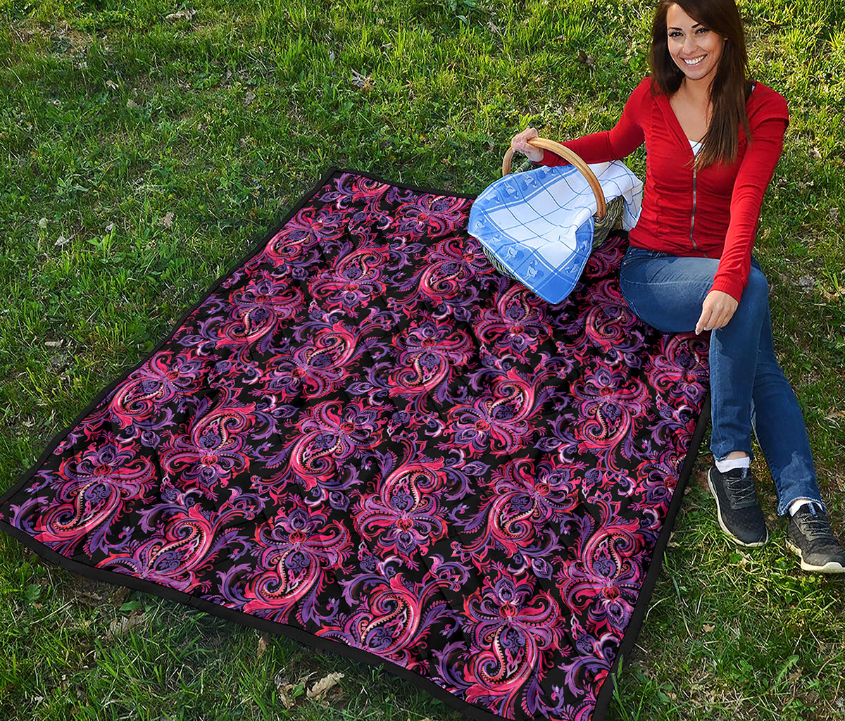 Purple Paisley Pattern Print Quilt