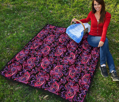 Purple Paisley Pattern Print Quilt