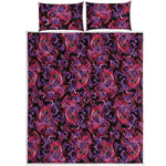 Purple Paisley Pattern Print Quilt Bed Set