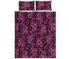Purple Paisley Pattern Print Quilt Bed Set