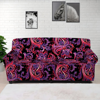 Purple Paisley Pattern Print Sofa Cover