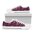 Purple Paisley Pattern Print White Low Top Sneakers
