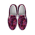Purple Paisley Pattern Print White Slip On Shoes