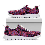 Purple Paisley Pattern Print White Sneakers