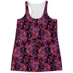 Purple Paisley Pattern Print Women's Racerback Tank Top