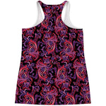 Purple Paisley Pattern Print Women's Racerback Tank Top