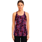 Purple Paisley Pattern Print Women's Racerback Tank Top