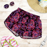 Purple Paisley Pattern Print Women's Shorts
