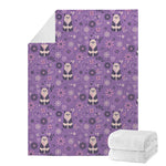 Purple Panda And Flower Pattern Print Blanket