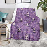 Purple Panda And Flower Pattern Print Blanket