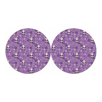 Purple Panda And Flower Pattern Print Car Coasters