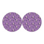 Purple Panda And Flower Pattern Print Car Coasters
