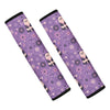 Purple Panda And Flower Pattern Print Car Seat Belt Covers