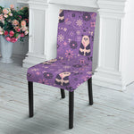 Purple Panda And Flower Pattern Print Dining Chair Slipcover