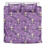 Purple Panda And Flower Pattern Print Duvet Cover Bedding Set