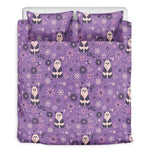 Purple Panda And Flower Pattern Print Duvet Cover Bedding Set