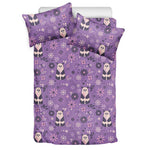 Purple Panda And Flower Pattern Print Duvet Cover Bedding Set