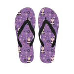 Purple Panda And Flower Pattern Print Flip Flops
