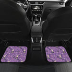 Purple Panda And Flower Pattern Print Front and Back Car Floor Mats