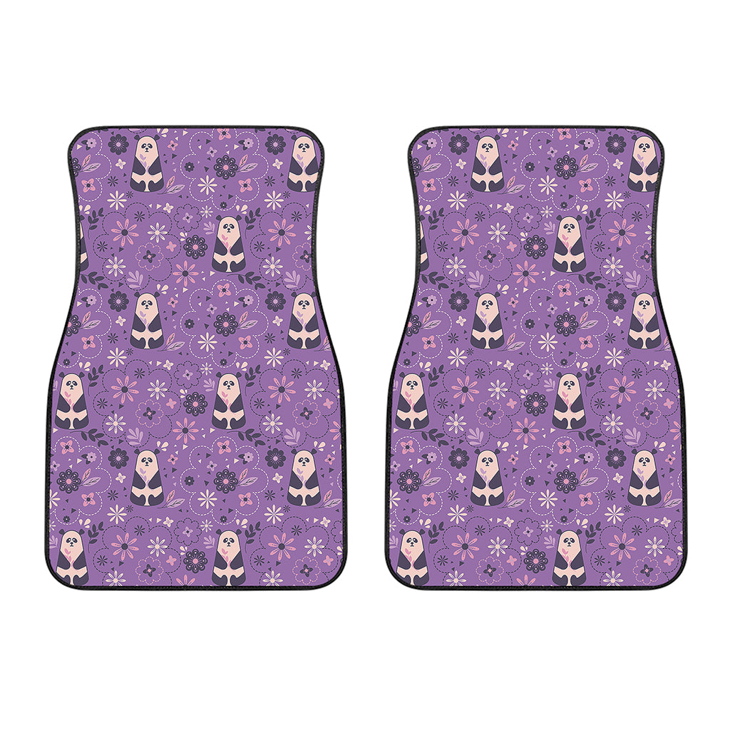 Purple Panda And Flower Pattern Print Front Car Floor Mats