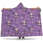 Purple Panda And Flower Pattern Print Hooded Blanket