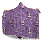 Purple Panda And Flower Pattern Print Hooded Blanket