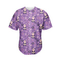 Purple Panda And Flower Pattern Print Men's Baseball Jersey