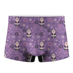Purple Panda And Flower Pattern Print Men's Boxer Briefs