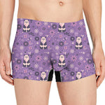 Purple Panda And Flower Pattern Print Men's Boxer Briefs