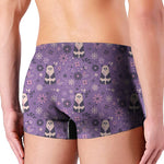 Purple Panda And Flower Pattern Print Men's Boxer Briefs