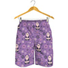 Purple Panda And Flower Pattern Print Men's Shorts